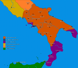 South Italy Before 851 AD and Benevento to its maximum extent