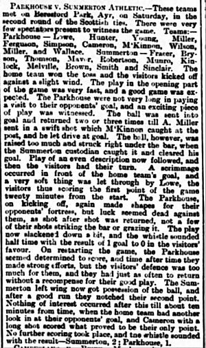 1890–91 Scottish Cup 2nd Round, Ayr Parkhouse 1–2 Summerton Athletic, Ayrshire Post, 3 October 1890