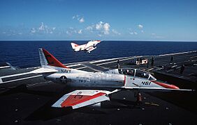 Douglas TA-4J Skyhawk aboard USS Lexington (AVT-16), 1 April 1989 (6445251)