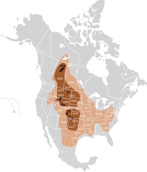 Extermination of bison to 1889