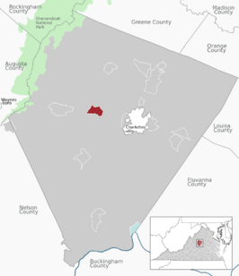 Location of Ivy within Albemarle County