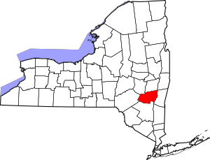 Map of New York highlighting Greene County