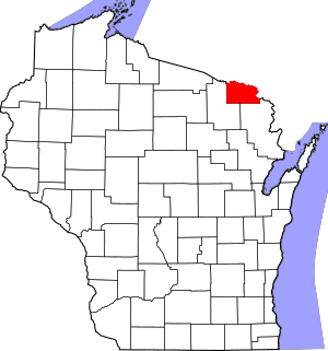 Map of Wisconsin highlighting Florence County