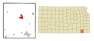 Location within Montgomery County and Kansas