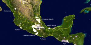 Nahuatl dialects map