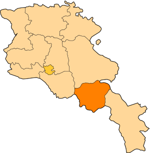 Location of Vayots Dzor within Armenia