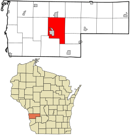 Location in Vernon County and the state of Wisconsin.