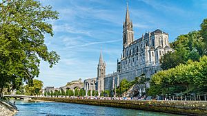 Basilica of the Immaculate Conception from the Gave bank