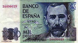 Billet 1000 Pesetas Recto Galdos