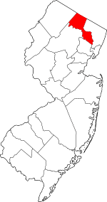 Map of New Jersey highlighting Passaic County