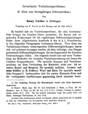 Noether theorem 1st page