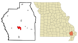 Location of Dexter, Missouri