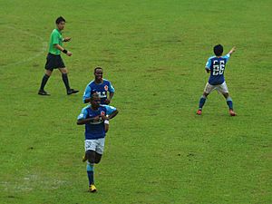 Charles Gbeke celebrate