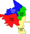 Districts and population of Homieĺ (Belarus)