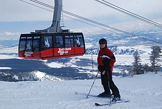 New aerial tram at summit in March 2010