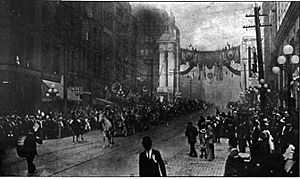 Japanese Day parade on Second Avenue, Seattle, 1909