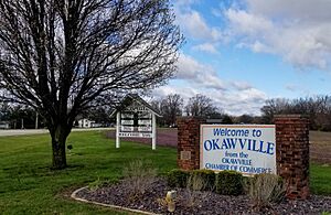 Okawville, Illinois welcome sign