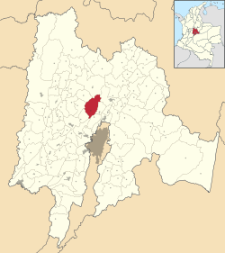 Location of the municipality and town inside Cundinamarca Department of Colombia