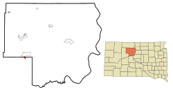 Location in Dewey County and the state of South Dakota