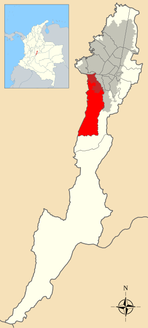 Location of the locality in the Capital District of Bogotá