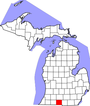 Map of Michigan highlighting Branch County