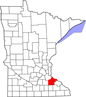 Map of Minnesota highlighting Goodhue County