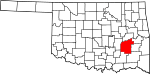 State map highlighting Pittsburg County