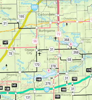 KDOT map of Osage County (legend)