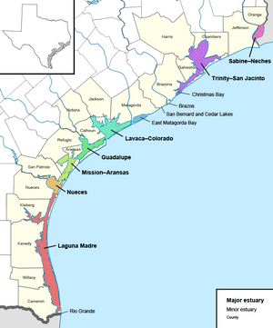 Texas estuaries map