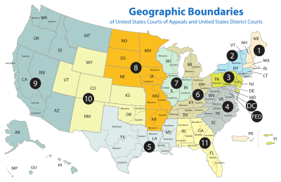 US Court of Appeals and District Court map