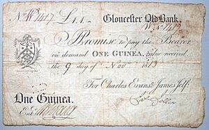 1813 One Guinea Gloucester Old Bank banknote