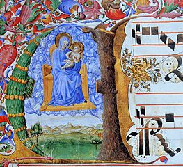 Antiphonary III, Christ wipes the eyes of the kneeling apostles (ca. 1442) Biblioteca Comunale degli Intronati, Siena