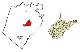 Location of Martinsburg in Berkeley County, West Virginia.