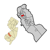 Haddon Heights highlighted in Camden County. Inset: Location of Camden County in the State of New Jersey.