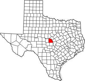 Map of Texas highlighting San Saba County