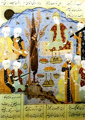 Nizami Ganjavi at shah's reception miniature