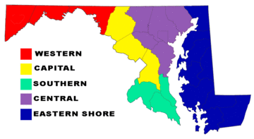 Regions of Maryland USA