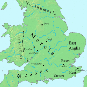 Wiglaf locations incl. Offa's Dyke