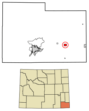 Location of Burns in Laramie County, Wyoming.