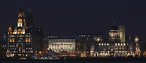 Liverpool Pier Head by night