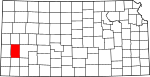 State map highlighting Kearny County