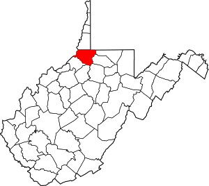 Map of West Virginia highlighting Wetzel County