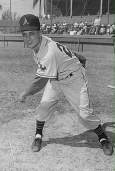 Tommy Lasorda with the Kansas City Athletics in 1956