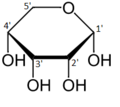 Alpha-D-Ribopyranose numbered