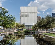 Distant view of the Dee and Charles Wyly Theatre (edited)