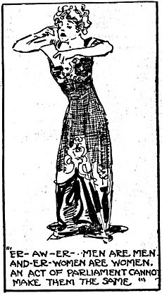 Ethel Annakin Snowden mocking a British parliamentarian, as drawn by Marguerite Martyn