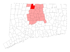 Granby's location within Hartford County and Connecticut