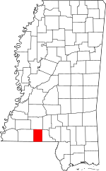 Map of Mississippi highlighting Pike County