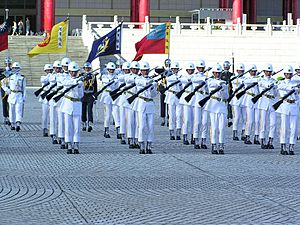 Military parade in front of Chiang Kai-shek Memorial Hall