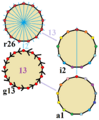 Symmetries of tridecagon